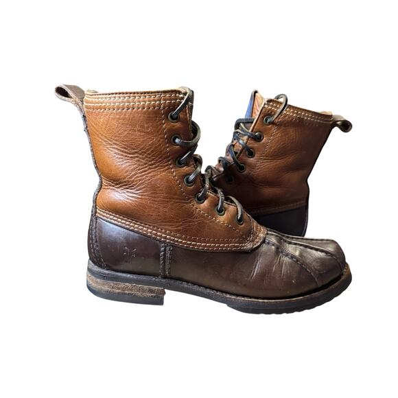 Frye Veronica Shearling Lined Leather Winter Duck Boot Rain Brown Womens Size 6 - Picture 2 of 8